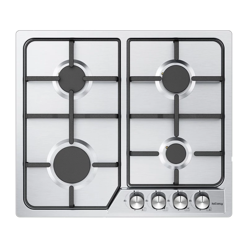 ISEASY MGBG-604C Wolnostojąca kuchenka gazowa z piekarnikiem 65L i grillem, stal nierdzewna