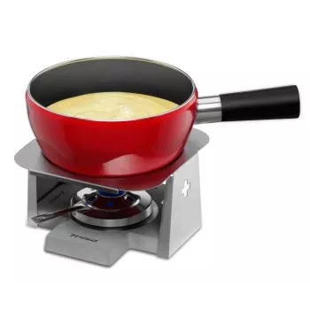 Trisa Swiss Cross Stone Zestaw do Fondue Serowego 2,5L, 6 Widelców, Garnek Kamionkowy z Rechaud i Palnikiem (7579.75)