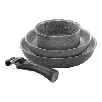 BALLARINI Zestaw 3 patelni Torre Ø24cm, Ø28cm i rondel Ø16cm + 3 zdejmowane uchwyty