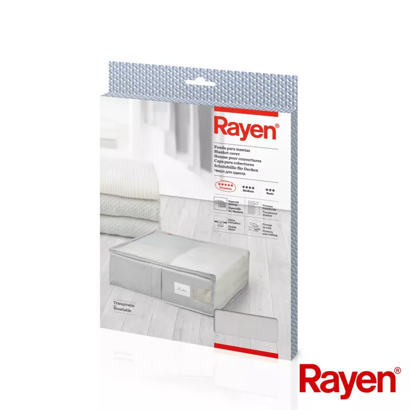 RAYEN Premium szary pojemnik na koce 65x55x20cm