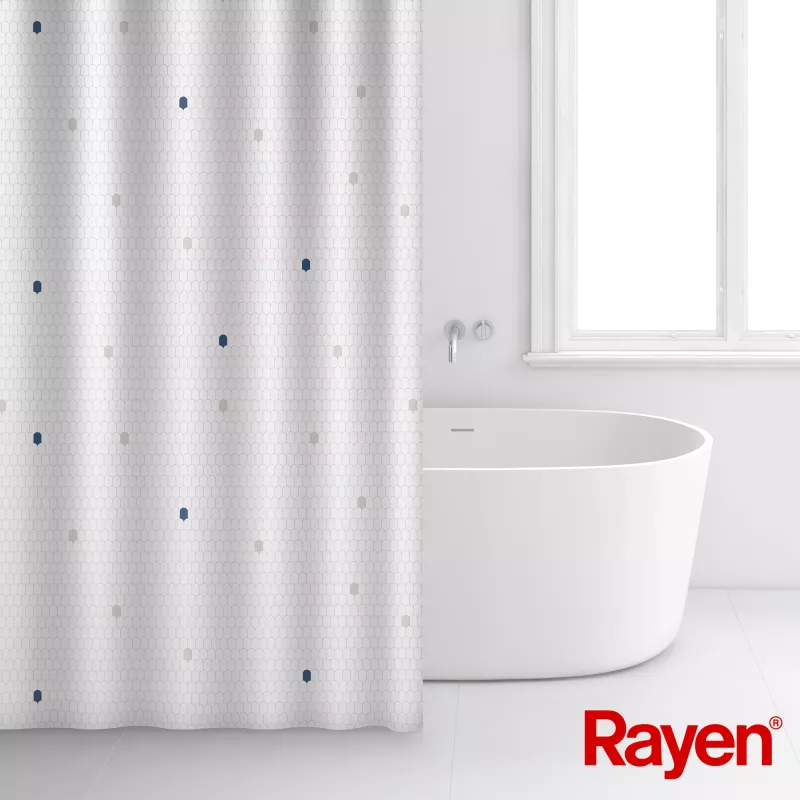 RAYEN Zasłona prysznicowa 180x200cm biała, poliester