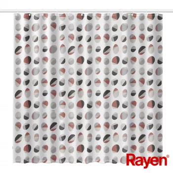 RAYEN Zasłona prysznicowa 180x200cm biała/prążkowana, PEVA