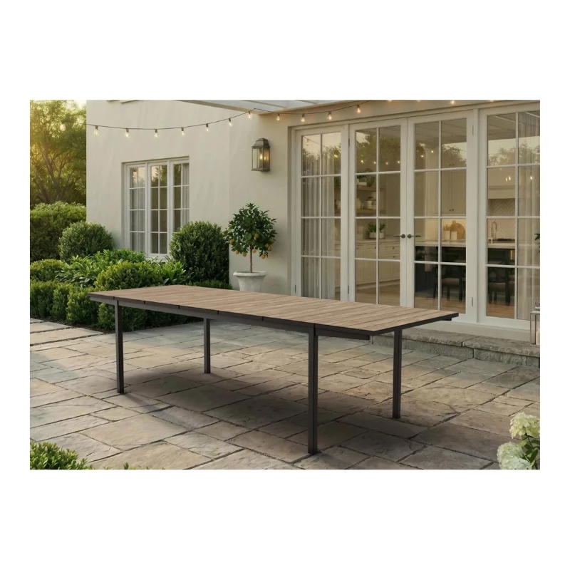KETER Stół ogrodowy rozkładany Deco Porto Nova rozkładany 200-280 cm, odcień jesionu/czarny