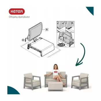 Zestaw mebli ogrodowych KETER Scandi Linea 2 Seater Set pebble grey/light beige