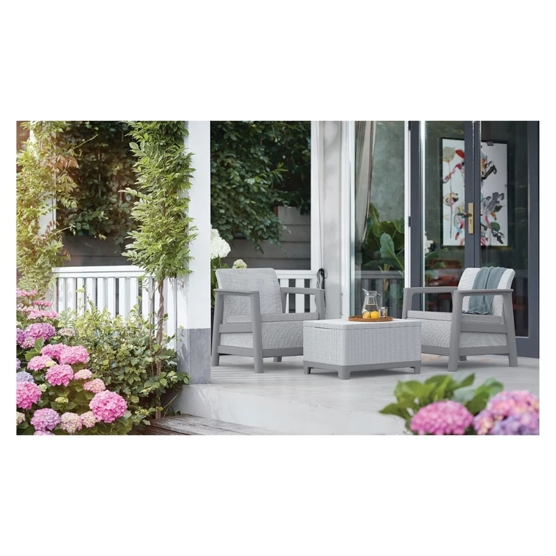 KETER Zestaw mebli ogrodowych Scandi Linea Balcony Set jasnoszary/ciepłoszarne stalowe