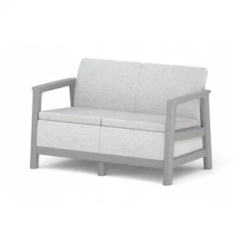 KETER Sofa ogrodowa dwuosobowa Scandi Linea 2 Seater Sofa jasnoszara/ciepłoszarana stal
