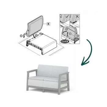 KETER Sofa ogrodowa dwuosobowa Scandi Linea 2 Seater Sofa jasnoszara/ciepłoszarana stal