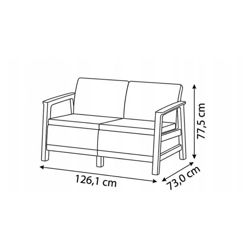 KETER Sofa ogrodowa dwuosobowa Scandi Linea 2 Seater Sofa jasnoszara/ciepłoszarana stal
