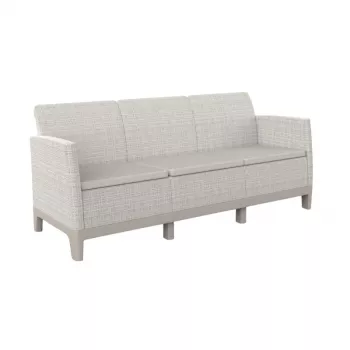 KETER Sofa ogrodowa dwuosobowa Scandi Form 3-osobowa sofa kolor otoczakowy szary/jasny beż