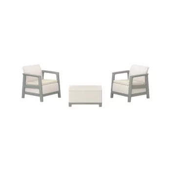 KETER Zestaw mebli ogrodowych Scandi Linea Balcony Set, kolor otoczakowy szary/szałwiowy zielony kamienny