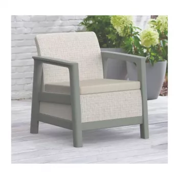 KETER Zestaw mebli ogrodowych Scandi Linea Balcony Set, kolor otoczakowy szary/szałwiowy zielony kamienny