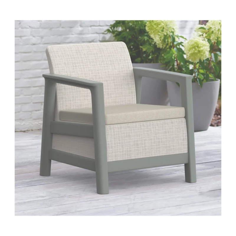 KETER Zestaw mebli ogrodowych Scandi Linea Balcony Set, kolor otoczakowy szary/szałwiowy zielony kamienny
