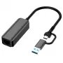 Adapter USB3.0 A / USB-C - RJ45 EXTRA DIGITAL, 1000Mbps, 0,15m