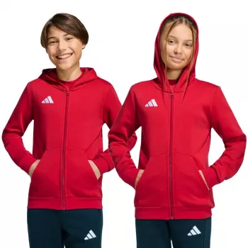 adidas Entrada 26 Full Zip Hoodie dziecięca bluza z kapturem czerwona KH1781 116cm