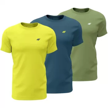 Koszulka męska 4F M4217 3 pak żółta, niebieska, zielona 4FWSS26TTSHM4217 90S XL