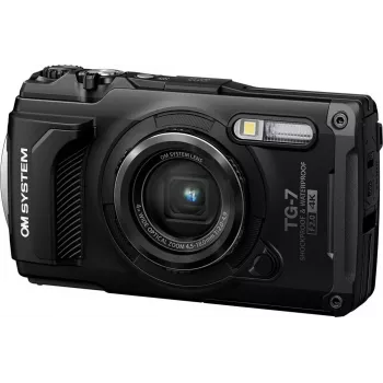 OM System Tough TG-7 Czarny Wytrzymały Kompaktowy Aparat, 12 MP, Wideo 4K, Wodoodporny do 15 m