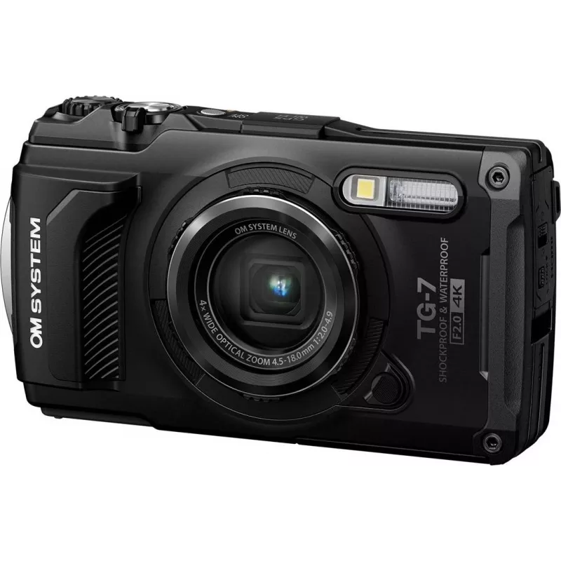 OM System Tough TG-7 Czarny Wytrzymały Kompaktowy Aparat, 12 MP, Wideo 4K, Wodoodporny do 15 m
