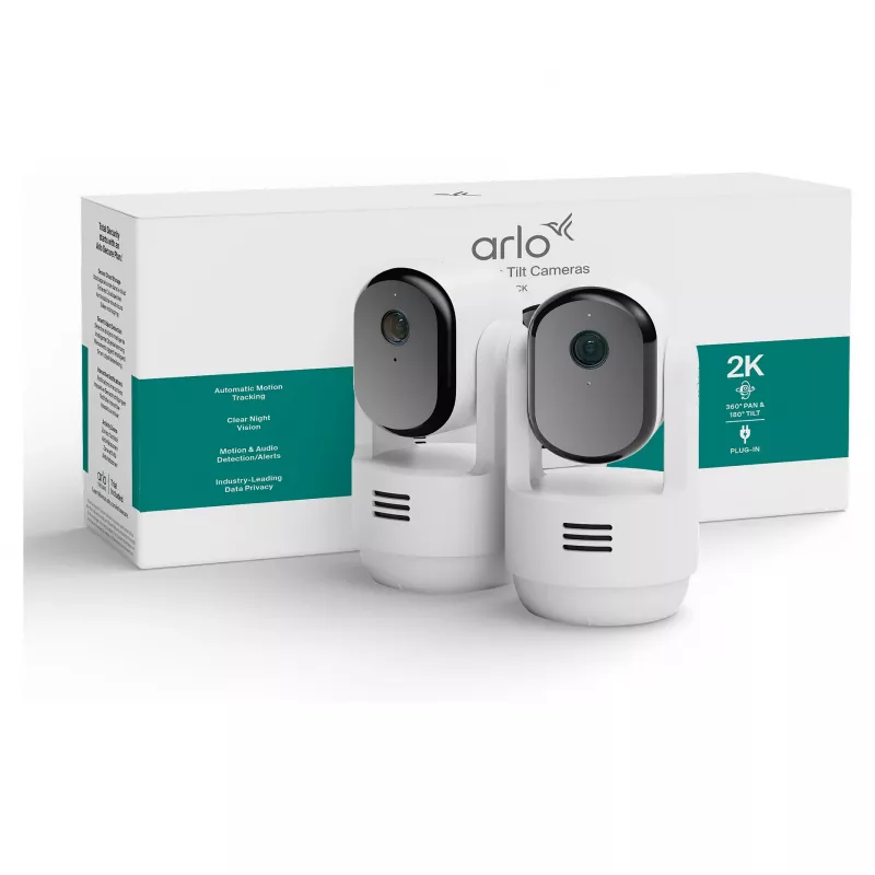 Arlo Essential 3 2K Pan-Tilt-Zoom Wewnętrzna Kamera Bezpieczeństwa (2-Pak, Biały)