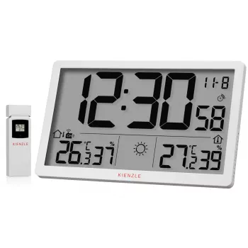 KIENZLE Jumbo NEO zegar ścienny pogodowy LCD biały