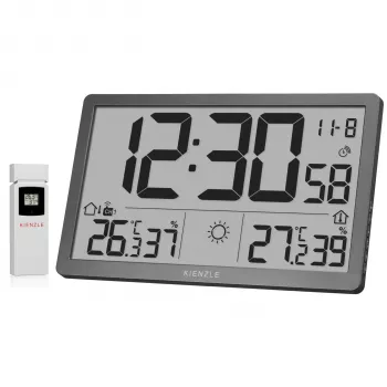 KIENZLE Jumbo NEO zegar ścienny pogodowy LCD szary