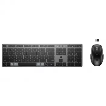 HPINC HP 725 - zestaw klawiatury i myszy - wielofunkcyjny, ładowalny, zasilany superkondensatorem - pełnowymiarowy - bezprzewodowy - Nightfall Black -
