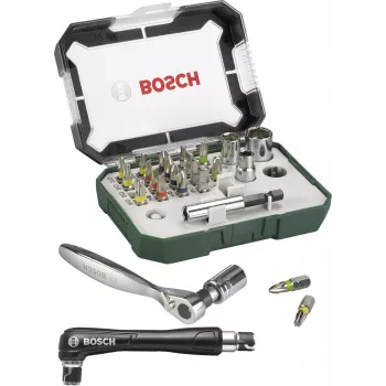 Bosch Accessories Promoline 2607017392 27-częściowy zestaw bitów do wkrętarki z bitami płaskimi, Phillips, Pozidriv, imbusowymi i Torx w etui