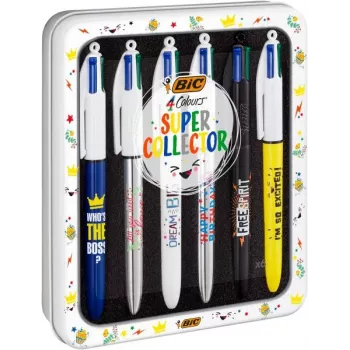 Długopis BIC 4 Colours 6-pak, niebieska obudowa, 4 kolory tuszu (niebieski, czerwony, zielony, czarny), 1,0 mm średnia końcówka 9926071