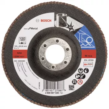 BOSCH X-LOCK Tarcza listkowa 125 mm P120 Zirconia Alumina Stożkowa do metalu 2608607329