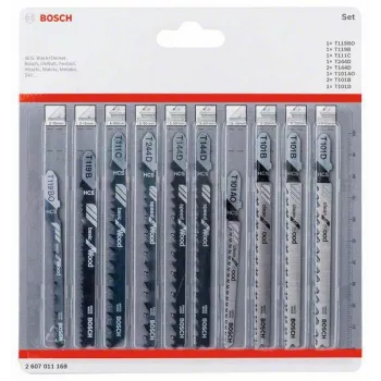 Bosch zestaw brzeszczotów do wyrzynarki do drewna 2607011169 10 sztuk T-Shank HCS