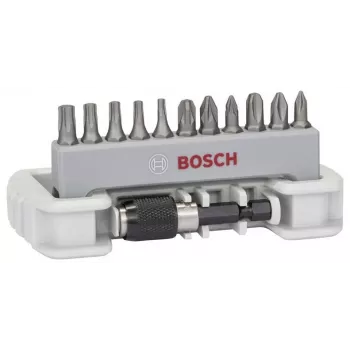 Bosch 2607017578 34-częściowy zestaw wierteł i bitów do wkrętarki z wiertłami HSS-TiN do metalu, muru i drewna w walizce X-Line