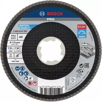 Bosch Accessories 2608619199 X-LOCK Tarcza listkowa 115 mm Ziarnistość 80 Tlenek cyrkonu-aluminium Stożkowa Typ 29 do metalu, 1 sztuka