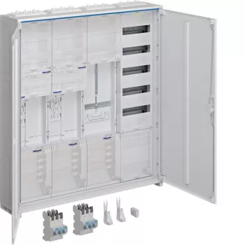 HAGER ZB34SEQ29EN univers Z kompletna szafa rozdzielcza, 2 miejsca na liczniki, 3 pola, 5 rzędów, 180 modułów, IP44, biała