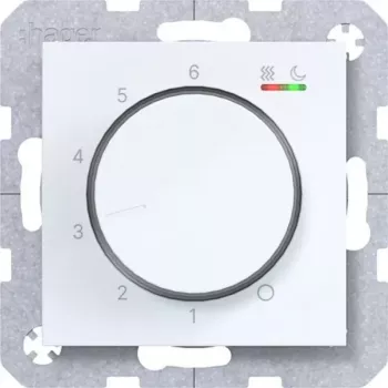 HAGER WAN5010WG Termostat pokojowy 230V 16A obrotowy z przyciskiem ogrzewanie