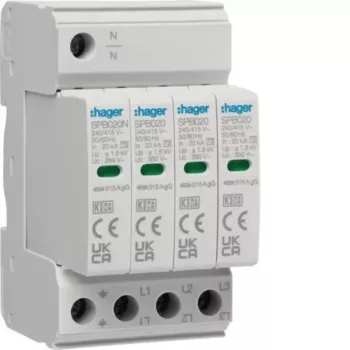 Hager SPB420 ogranicznik przepięć typu 2 3P+N 275V AC 40kA DIN Rail