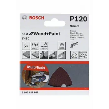 Bosch 2608621688 Papier ścierny delta ziarno 180, 93 mm, 5 sztuk