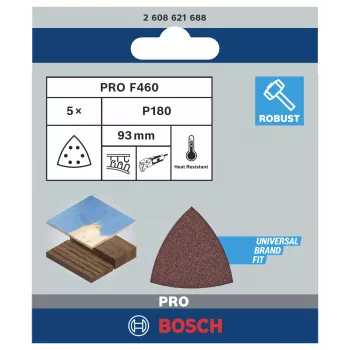 Bosch 2608621688 Papier ścierny delta ziarno 180, 93 mm, 5 sztuk