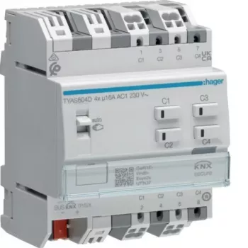 Hager TYAS604D KNX Secure przełącznik/sterownik rolet 4/2-kanałowy 16A C-Load