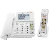 Geemarc AMPLIDECT COMBI-PHOTO 295 przewodowy telefon dla seniorów z automatyczną sekretarką, przyciskami fotograficznymi, podświetlanym wyświetlaczem, biały