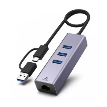 Exertis Connect adapter sieciowy USB 3.1 Gigabit Ethernet z hubem USB i konwerterem Type-C (310763)