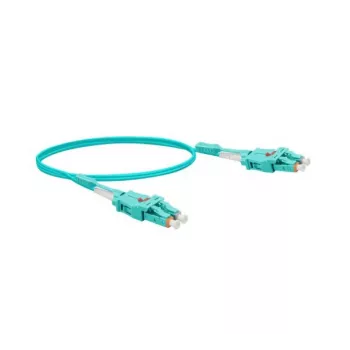 EXERTIS CONNECT Uniboot światłowodowy kabel krosowy, OM3 50/125µm, LC Duplex do LC Duplex, UPC, Aqua, 5m 392944