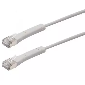 Kabel krosowy RJ45 Exertis Connect, kat. 6A, F/FTP, kątowy, bezhalogenowy, szary, 0,5 m (854307)