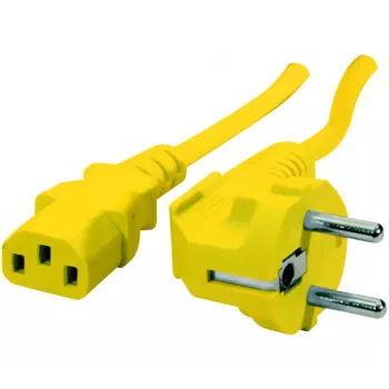 Kabel zasilający Exertis Connect kątowy Schuko - IEC C13, żółty, 1,8 m 808015