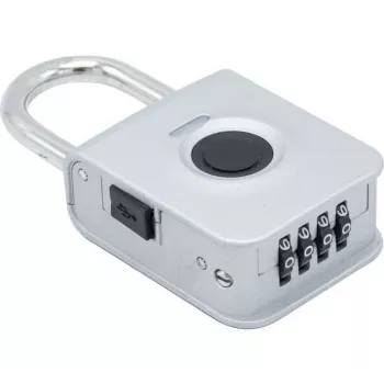 EXERTIS CONNECT Kłódka na odcisk palca z 4-cyfrową kombinacją - stop cynku, IP65, ładowalna (594500)
