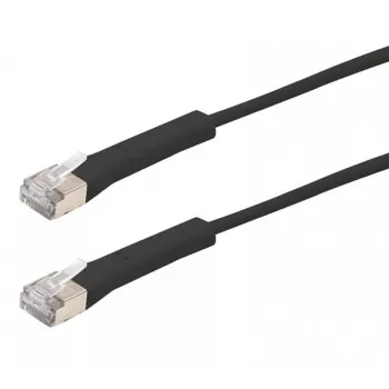 Kabel krosowy RJ45 Exertis Connect, kat. 6A, F/FTP, kątowy, bezhalogenowy, czarny, 0,5 m (854012)