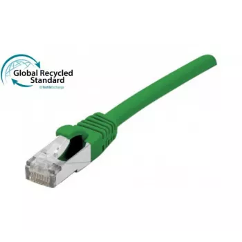 Kabel krosowy EXERTIS CONNECT Cat. 6A S/FTP, TPE, bezhalogenowy, certyfikat GRS, ochrona zatrzasku, zielony, 1,0 m 854530