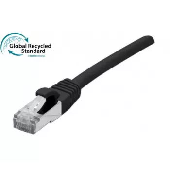 EXERTIS CONNECT kabel krosowy RJ45 Cat. 6 F/UTP, certyfikat GRS, czarny, 0,5 m 854647