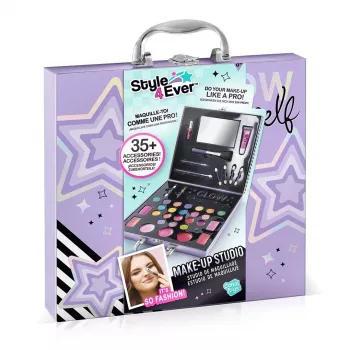 Canal Toys Make-Up Studio (OFG313) - Bezpieczny dla dzieci zestaw kosmetyczny z 10 cieniami do powiek, 6 błyszczykami do ust, 2 różami, aplikatorami, pędzlami i składanym etui z lusterkiem