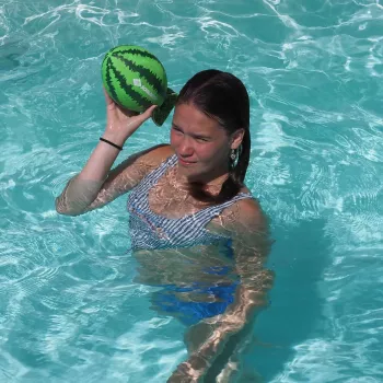 SCHILDKROT Splash Ball Watermelon piłka wodna, zielona, 250 mm średnicy, chropowata powierzchnia, 1 sztuka (970292)
