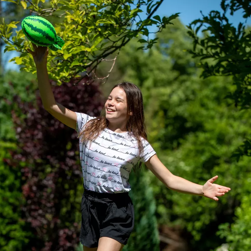 SCHILDKROT Splash Ball Watermelon piłka wodna, zielona, 250 mm średnicy, chropowata powierzchnia, 1 sztuka (970292)