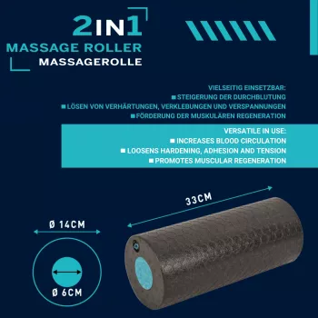 SCHILDKROT 2-w-1 zestaw wałków do masażu czarny/niebieski pianka EPP 960237